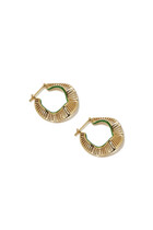 Wave Size 2 Hoop Earrings, 18k Yellow Gold, Green Enamel & Diamonds
